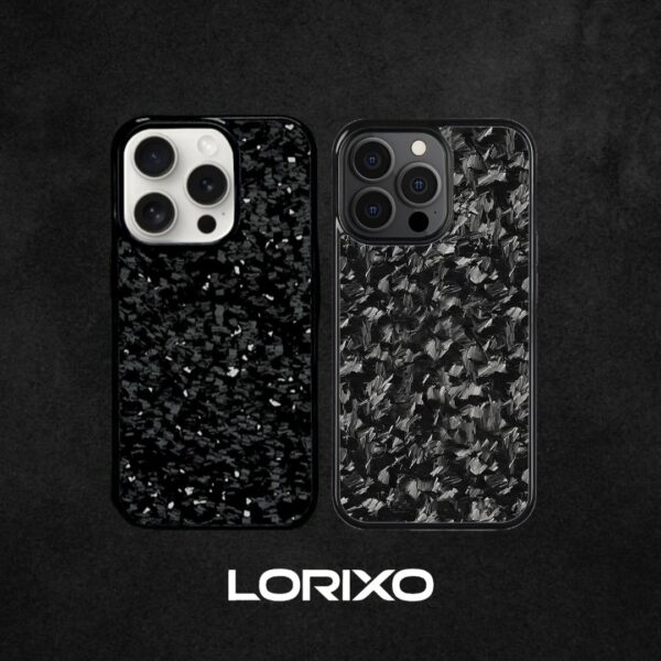 silver & black carbon fiber iphone case